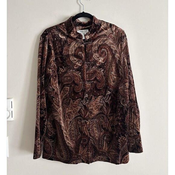 Coldwater Creek Large Velvet Paisley‎ Floral Whimsigoth Boho Tunic Jacket - Picture 1 of 5